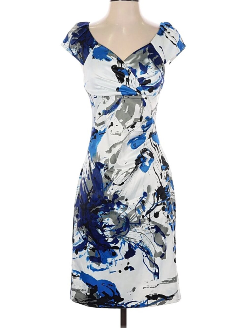 Karen Millen Abstract Blue Paint Empire Waist Dress